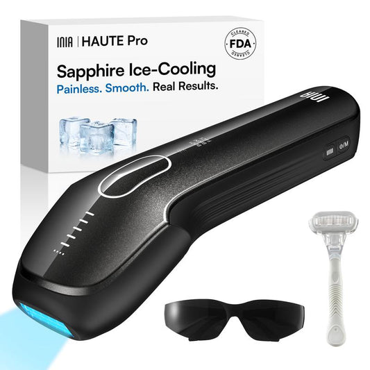 INIA HAUTE Pro Sapphire Ice-Cooling IPL Hair Removal Device – Painless, FDA Cleared, Full Body & Bikini Use, Long-Lasting Results for Women & Men, 2-Year Warranty – Stay Cool & Smooth, Best Valentine'S Day Gift for Her
